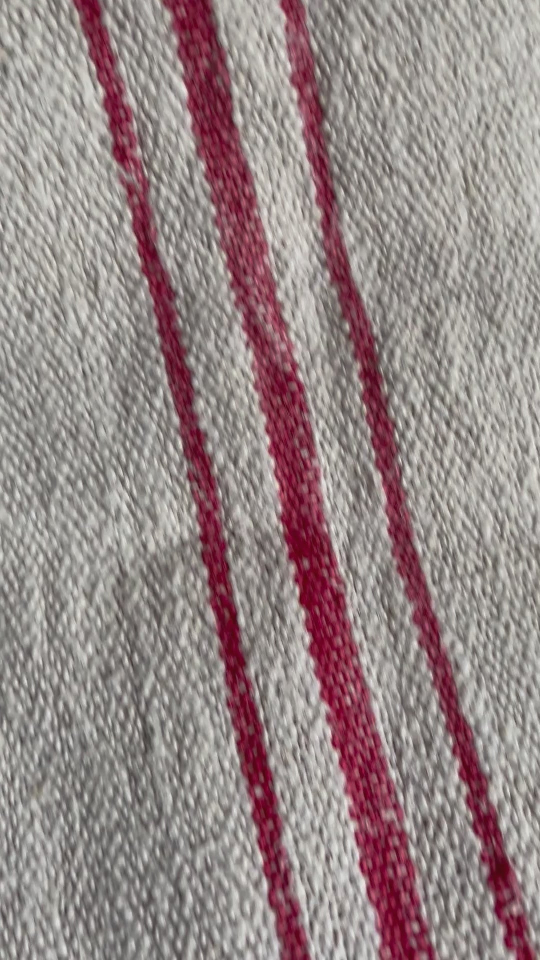 Schwerer Kornsack aus Hanf 118 x 53 roter Mittelstreifen Monogramm